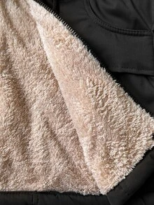 Trelyra Faux Fur Large Collar Classic Fashion Pocket Long Sleeve Hooded Parka Jacket - Black - View 7