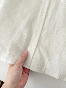 Blossori Young Girls'French Elegant Large Lapel Front Button Long Sleeve White Shirt,Summer Blouses For Girls,Floral Embroidery Cozy Fall&Winter Style - White - View 10