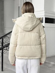 Trelyra 1 Jacket 3 Ways Wearable Detachable Hood & Sleeves Reversible Double-Sided Versatile Women's Padded Coat For Commute And Casual Occasions - Beige - View 2