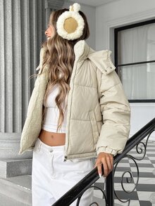 Trelyra 1 Jacket 3 Ways Wearable Detachable Hood & Sleeves Reversible Double-Sided Versatile Women's Padded Coat For Commute And Casual Occasions - Beige - View 5