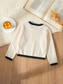 Blossori Young Girl Young Girl Kids Young Girl Young Girls Cardigans Autumn/Winter Red Fitted Crew Neck Sweater Jacket - Multicolor - View 2