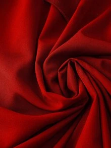 Rometta 大码夏季简约纯色收腰长裙 - 紅色 - 查看 6