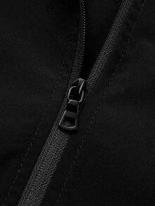 Gym Rark Men's Letter Print Long Sleeve Zip Front Drawstring Hooded Sports Hiking Jacket Men Zip Up Athletic Jacket, Gym - Black - View 6