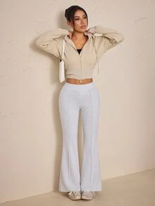 SHEIN PETITE Women's Solid Color Casual Versatile Daily Wear Sweatpants - Grey - View 5