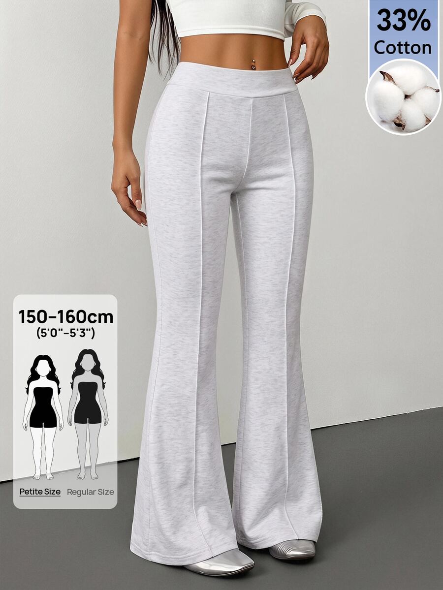 SHEIN PETITE Women's Solid Color Casual Versatile Daily Wear Sweatpants - Grey - View 1