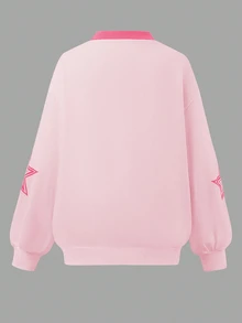 SHEIN Tween Girls Hoodie Long Sleeve Fleece Fall Outfits 2pcs/Set Light Pink Back-To-School Autumn Casual School Sports Suit - Multicolor - View 5