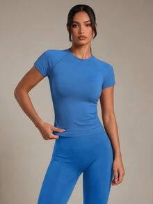 Costa Lumi Racer Backless Drop Armhole Sports Tank Top Workout Tops Workout Tank Top Gym Women Shirts - Blue - View 5