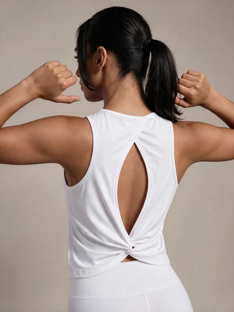 Costa Lumi Women's Solid Color Sports Tank Top Gym Top Workout Tank Top - White - View 1