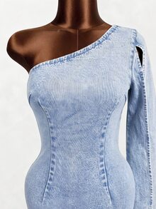 Mistrie Casual Sexy Denim Dress For Women,Fall,New Year Dress,Patry Going Out Club Drss Light Blue - Blue - View 6