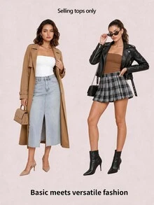 SHEIN BASICS 女款純色修身百搭日常居家旅行抹胸上衣 黑色 夏季極簡休閒百搭 日常白天穿著 - 駝色 - 查看 10