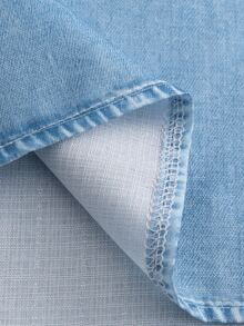 SHEIN Ripped Button Front Tee - Blue - View 7