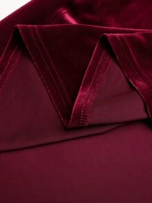 SHEIN 青少年女孩天鵝絨簡約保暖內裡加厚秋冬節日聖誕派對洋裝 - 酒紅色 - 查看 9