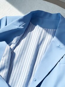 Comfortcana Women Plus Size Casual Smart Elegant Business Commute Double Breasted Blazer Office Fall - Blue - View 7