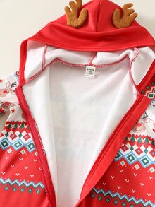 SHEIN 嬰兒男嬰女嬰新生兒秋冬款卡通圖案針織聖誕連身衣紅色連身褲嬰兒連身衣 - 彩色 - 查看 8