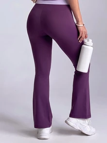 Dewbera Dewbera ColorBlock Waist Drawstring Flared Swim Pants, High Waist Beach Trousers - Purple - View 2