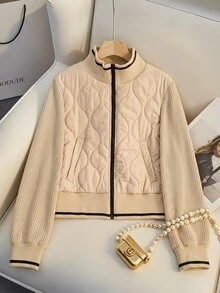 Muvela Women's Fashion Versatile Daily Wear Colorblock Winter Padded Coat - Multicolor - View 8