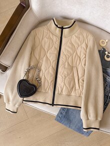 Muvela Women's Fashion Versatile Daily Wear Colorblock Winter Padded Coat - Multicolor - View 7