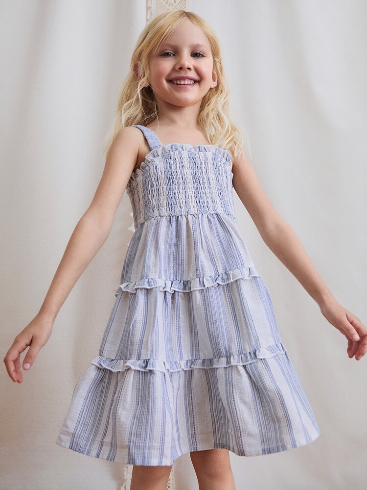 Firerie Kids Firerie Kids Young Girls' Summer Spaghetti Strap Striped Ruffle Hem Dresses - Multicolor - View 2
