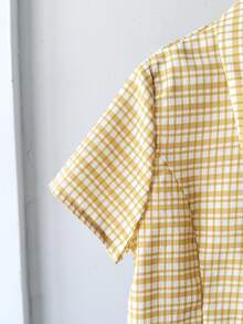 Firerie Kids Firerie Kids Tween Girl Casual Commute Plaid Woven Short Sleeve Shirt Top - Yellow - View 5