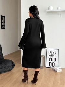 Coolane Women's Plus Size Fall Winter Elegant Sexy Party Evening Formal Vacation Going Out Club Y2k Gyaru Ruffle Ribbon Black Long Coat Halloween - Black - View 4
