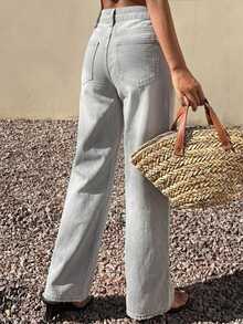 DAZY Women's Loose Fit Business Casual Light Commute Washed Denim Jeans, Spring/Summer - Grey - View 2