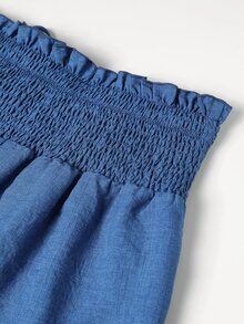 Linhara CURVE Plus Size European & American Spring/Summer Thin Elastic Waist Loose Comfortable Cool Solid Color Minimalist Casual Straight Leg Pants For Women Fall - Blue - View 10