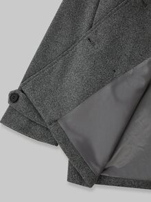 SHEIN 女款灰色大衣/雙排扣領寬版優雅法式大衣/通勤簡約百搭西裝外套，適合辦公室 2026 秋季 - 深灰色 - 查看 6