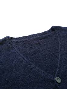 Manfinity CasualKnits 含羊毛男士復古時尚單排扣針織開襟衫 節慶男孩款 秋冬日常新款 毛衣開襟衫 - 綠色 - 查看 3