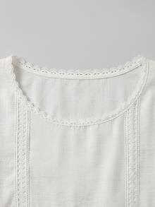 SHEIN Franclia 女款素色百褶休閒百搭日常穿著襯衫 - 白色 - 查看 8