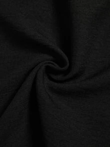 Elenzga 女士时尚编织V领短袖金属扣收腰休闲连体裤 - 黑色 - 查看 6