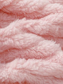 SHEIN Autumn/Winter Double-Sided Fleece Jacquard Striped Plush Thickened Newborn Bathrobe Pink Sweet Gentle Long Sleeve Long Robe With Matching 3D Bow Nightgown - Pink - View 4