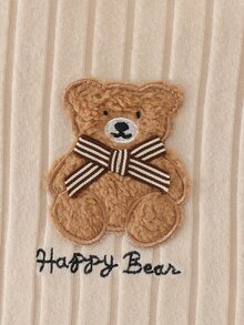 Vintaside Kids 3 Pack Newborn Baby Boys Bodysuits Rompers Cute Beige Brown Striped Bear Ribbed Long Sleeve Round Neck Regular Birthday Fall Holiday Graphic - Multicolor - View 6