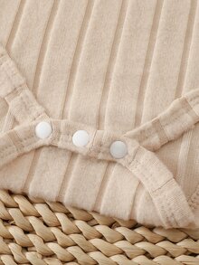 Vintaside Kids 3 Pack Newborn Baby Boys Bodysuits Rompers Cute Beige Brown Striped Bear Ribbed Long Sleeve Round Neck Regular Birthday Fall Holiday Graphic - Multicolor - View 9