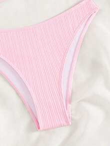 SHEIN Swim Summer Beach Halter Bikini Set - Pink - View 5