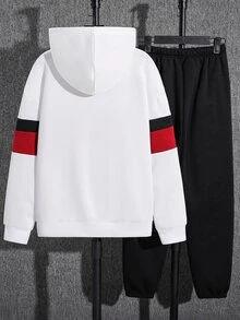 SHEIN Teen Boy Character Print Long Sleeve Casual Hoodie And Sweatpants Set - Multicolor - View 2