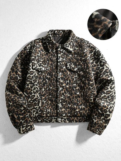 Men's Leopard Print Casual Versatile Daily Wear Jacket