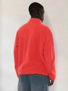 FORM&CHAOS Men's Ruby Red Fleece Pocket Jacket, Fall/ Jogging Beach Casual Streetwear - Red - View 5