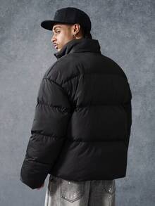 PAVTROS Men's Goth Holiday Solid Color Zipper Front Winter Jacket For Halloween, Christmas, New Year - Black - View 2
