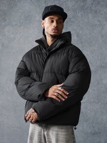 PAVTROS Men's Goth Holiday Solid Color Zipper Front Winter Jacket For Halloween, Christmas, New Year - Black - View 5