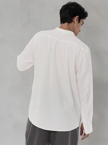 FORM&CHAOS Men's Solid Color Zipper Casual Versatile Daily Wear Shirt Office Work Party White And Gold Fall - White - View 2