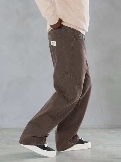 FORM&CHAOS [100% Cotton]Men's Brown Vintage Straight Leg Jeans