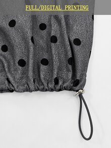 QUELARIE Women's Polka Dot Print American Vintage Half-Zip Niche Sweatshirt - Grey - View 7