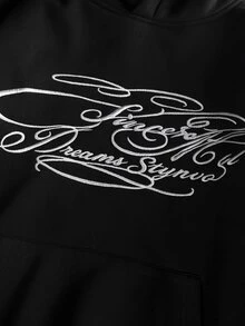 STYNVO Men's Fashion Embroidered Pocket Long Sleeve Hoodie - Black - View 4