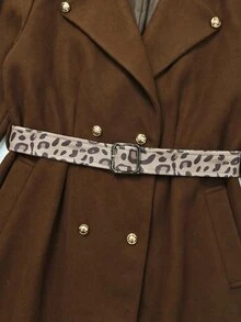 SHEIN LUNE CURVE French Chic Long Coat, Loose Fit Elegant Autumn/Winter Commuter Overcoat - Brown - View 4