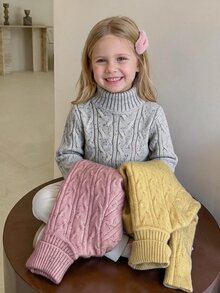 SHEIN 少女針織立領修身休閒秋季毛衣 - 灰色 - 查看 8