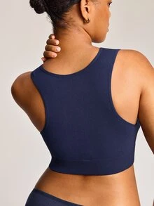 Barelissa Seamless Plus Size Comfortable Wireless Bra Single Piece - Navy Blue - View 3