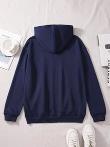 SHEIN 青少年女孩秋季休閒 Katseye 可愛粉色花卉圖案刺繡套頭運動衫，冬季穿搭，日常畢業海灘款 - 彩色 - 查看 3