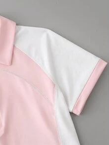 CourtClass CourtClass Women's Colorblock Casual Versatile Daily Wear Short Sleeve Polo Shirt - Multicolor - View 3
