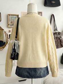 SuriyaCove Women's Solid Color Single-Breasted Casual Versatile Daily Wear Cardigan - Yellow - View 2
