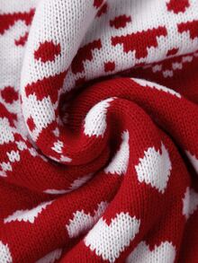 SHEIN LUNE Women's All-Over Print Casual Versatile Daily Long Sleeve Sweater Christmas Pullover Santa Ungly Knitwear Snowflake Winter Festival Clothes For Party - Red - View 11